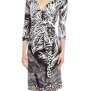 Diane Von Furstenberg Black Palm Leaf Print New Julian 2 Silk Dress Size 12